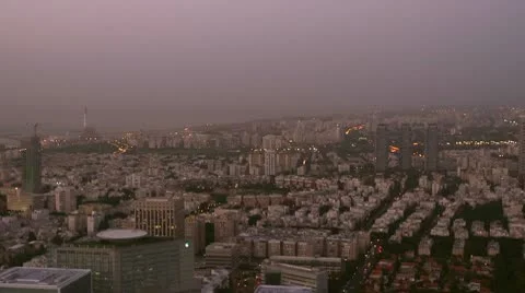 Tel Aviv dawn view pan 1 Stock Footage 10579073