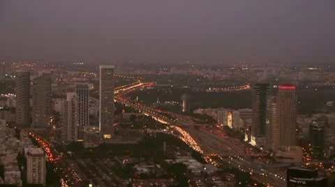 Tel Aviv dawn view pan 2 Vídeos de archivo 10579882