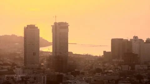 Tel Aviv dawn view sunset 1 Stockbeeldmateriaal 10579841