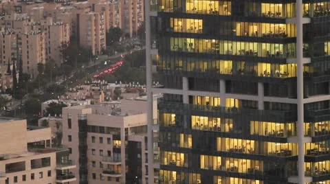 Tel Aviv day view office building Stock Footage 10591064
