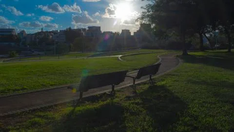 Tel Aviv, Empty Park in Sunlight Stock Photos