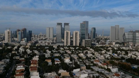 Tel aviv, Fast moving clouds, Tel Aviv buildings Stock Footage 124682894
