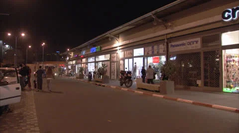Tel Aviv Harbor Street View night Stock Footage 25181999