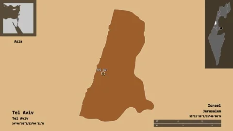 Tel Aviv location. Israel. Solid patterned map Stock Footage 135370865