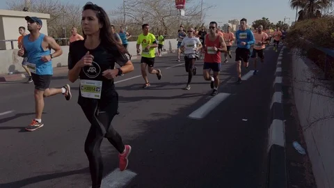 Tel Aviv Marathon 2019 Stock Footage 111352234