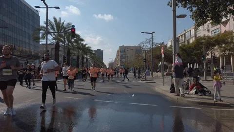 Tel Aviv Marathon 2019 Stock Footage 111373379