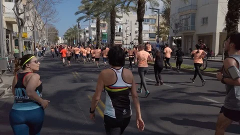 Tel Aviv Marathon 2019 Stock Footage 111380534