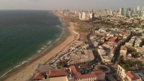 Tel Aviv Mediterranean Beachfront (4K, 24fps) Stock Footage 326952916