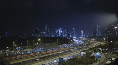 Tel Aviv night skyline Stock Footage 58179740