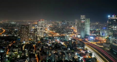 Tel Aviv Night Time Lapse Stock Footage 168536707