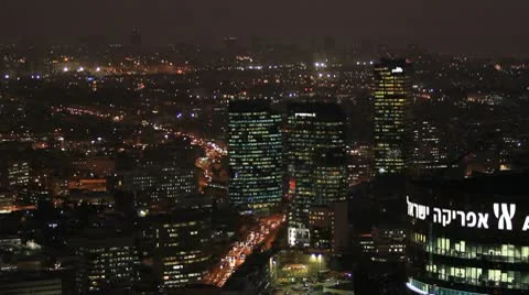 Tel Aviv night view 1 Stockbeeldmateriaal 10602157