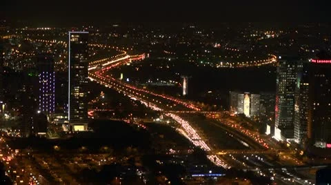 Tel Aviv night view 3 Stock Footage 10605485