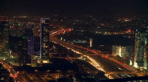 Tel Aviv night view traffic 3 Stock Footage 10656320
