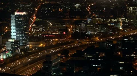 Tel Aviv night view traffic 4 Stockbeeldmateriaal 10664527