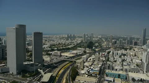 Tel Aviv panorama electra 1 Stock Footage 11600559