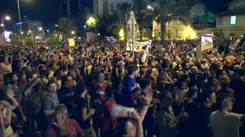 Tel Aviv protest demonstration 6 Stock Footage 10684283
