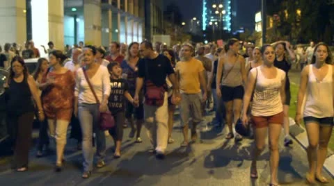 Tel Aviv protest street crowd 5 Stock Footage 10708765