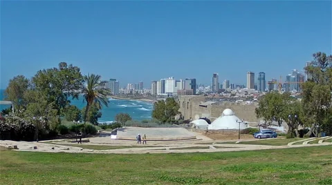 Tel-Aviv seashore as seen from old Jaffa2 Stock Footage 50415986