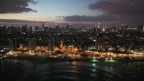 Tel Aviv Skyline at Dawn Stock Footage 138146970