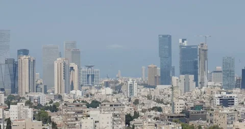 Tel Aviv Skyline View At Day,  Aerial View,  Israel Vídeo Stock 158039587