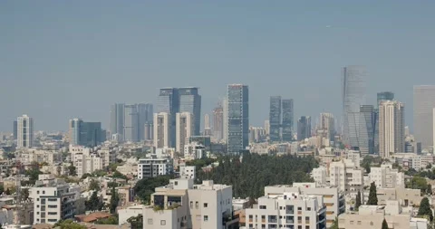 Tel Aviv Skyline View At Day,  Aerial View,  Israel  Vidéo 158048754