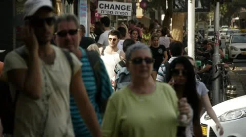 Tel Aviv street people 1 Stock Footage