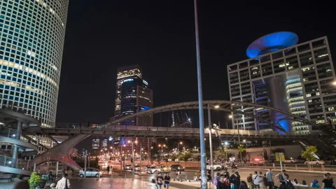 Tel Aviv street timelapse hyper lapse 4k footage, Israel - Azrieli Stock Footage 198522167