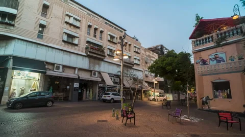 Tel Aviv street timelapse hyper lapse 4k footage, Israel - Nachalat Benjamin Video stock 198531140