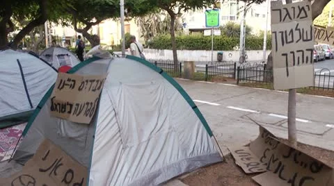 Tel Aviv Tent protest 3 스톡 동영상 10711340
