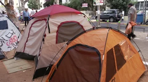 Tel Aviv Tent protest 5 Stockbeeldmateriaal 10713246