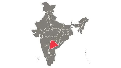 Telangana state blinking red highlighted in map of India Video stock 156033443