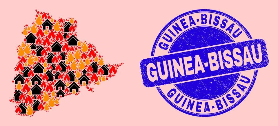 Telangana State Map Composition of Fire and Buildings and Scratched Guinea Ilustración de archivo
