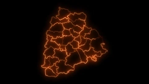 Telangana State Neon Map Glowing Outline India Animation 4K Видео 330998639