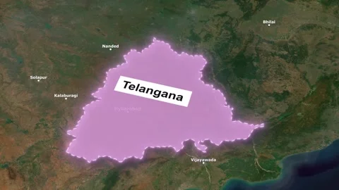 Telangana state zoomed on the map of India Stock Footage 280460823