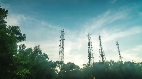 Telco tower timelapse in night til morning Stock Footage 66444929