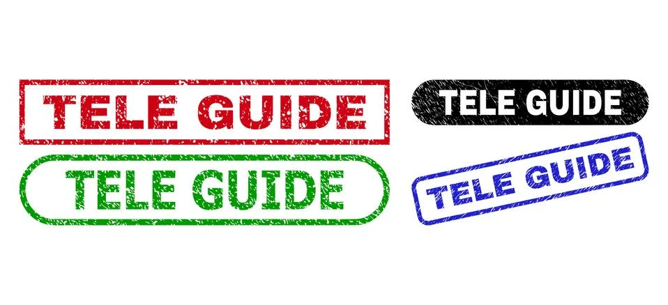 TELE GUIDE Rectangle Seals Using Corroded Texture Stock Illustration