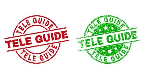 TELE GUIDE Round Stamps Using Unclean Surface Stock Illustration