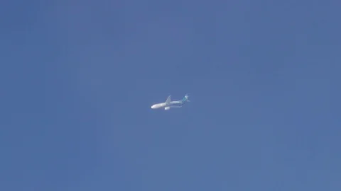 Tele view below airplane from airplane Stock Footage 86097434