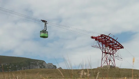 Telecabin on the mountains Stock Footage