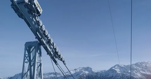Telecabin winter pan Video stock 87576647
