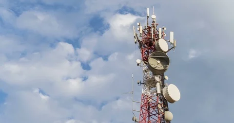Telecom Antenna towers telecommunication , clouds time lapse Stock Footage 90047631
