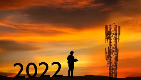 Telecom communication work planning by engineers in 2022. Stock Photos