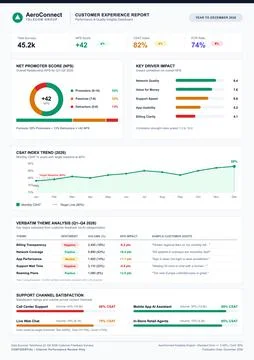 Telecom Customer Experience Report Dashboard with Data Visualization Charts Stock Illustration