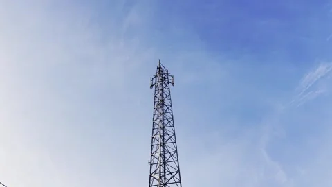 Telecom Mast Against Blue Sky Stock Footage 337527312