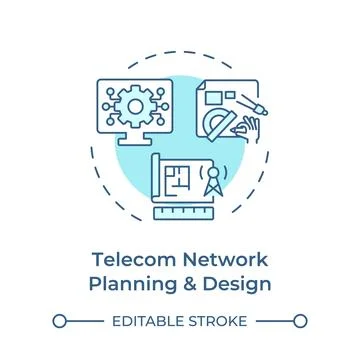 Telecom network planning and design soft blue concept icon Stock Illustration