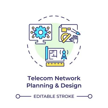 Telecom network planning and design multi color concept icon Stock Illustration