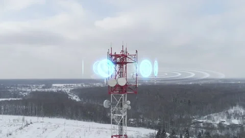 Telecom network transfering internet data through telecommunication antenna Видео 148044690