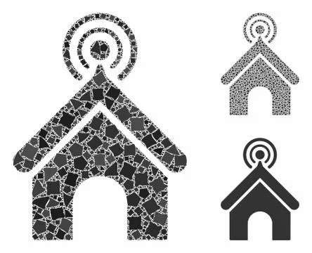 Telecom office Composition Icon of Trembly Elements 스톡 일러스트