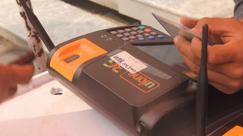 Telecom Service Agent Verifying Customer Biometric Scan Video stock 86611628