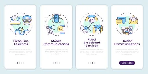 Telecom services onboarding mobile app screen Stock Illustration